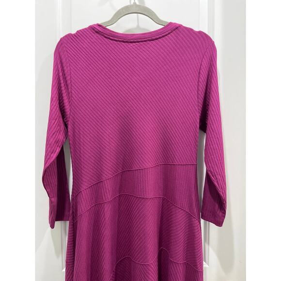Soft Surroundings Jersey Long Sleeve Purple V-Neck Midi Dress Sz S - Picture 5 of 6